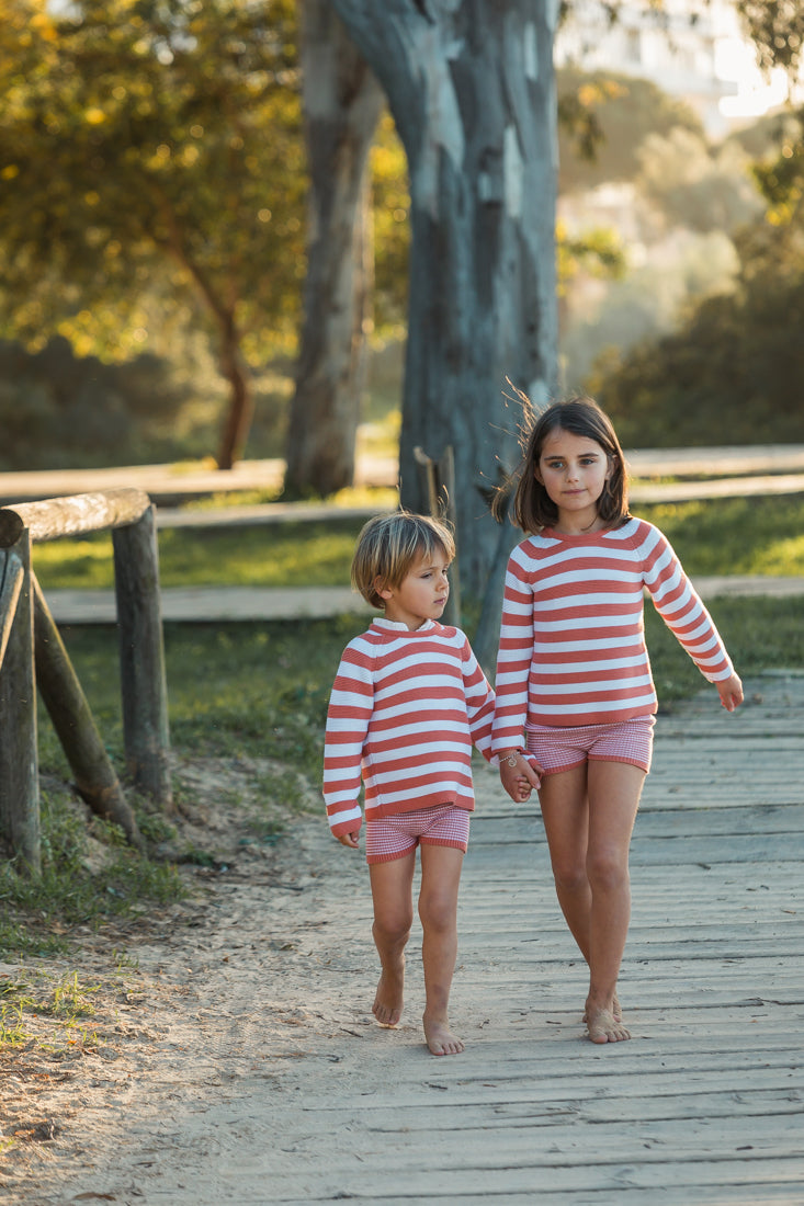 Knitted Short «MIL&MAT» Stripes Coral