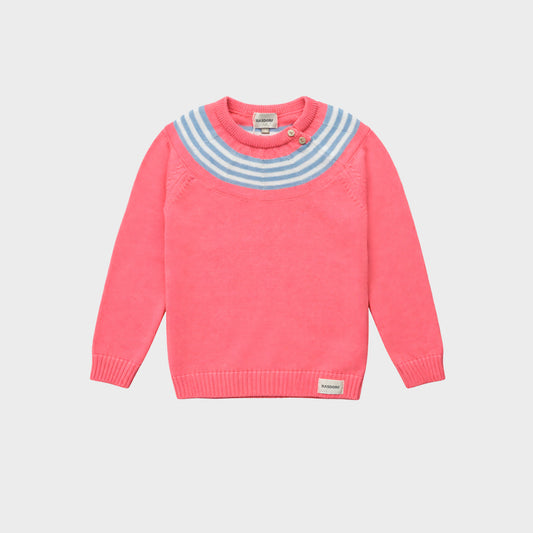 Jersey rosa con greca rayas celeste