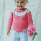 Jersey rosa con greca rayas celeste