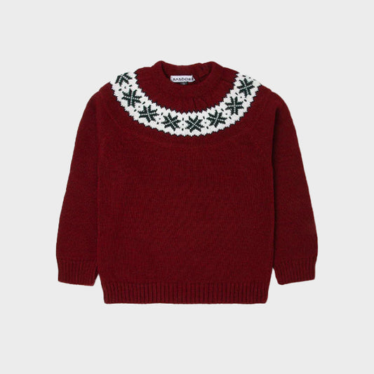 Burgundy sweater with fretwork