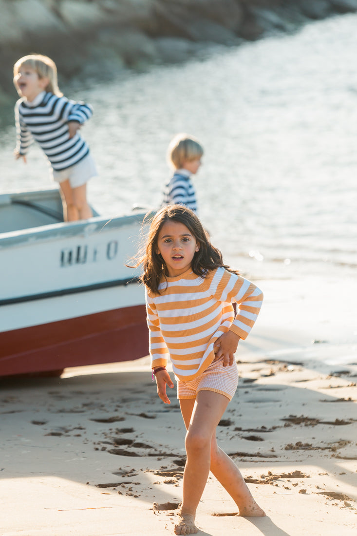 Mustard and White Sailor Striped Sweater