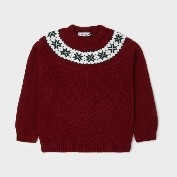 Burgundy sweater with fretwork