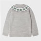 Gray sweater with bottle green fretwork